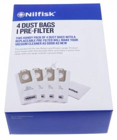 Nilfisk Vacuum Cleaner Bags - 128389187 Dust Bags X4 Nilfisk